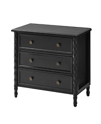 Hulala Home Nicola 3-Drawer Transitional 28''W Curved End Table with Charging Station