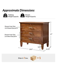 Hulala Home Launcelot Eliseo Transitional 3 Drawers End Table with Built-In Outlets Usb Type C
