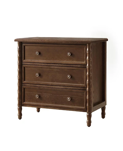 Hulala Home Nicola 3-Drawer Transitional 28''W Curved End Table with Charging Station