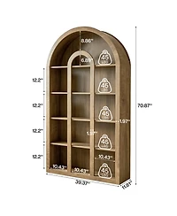 Tribesigns Set of 2 71 Inch Tall Bookshelf, 5-Tier Arched Bookcase with Open Shelves, Vintage Free-Standing Display Shelves
