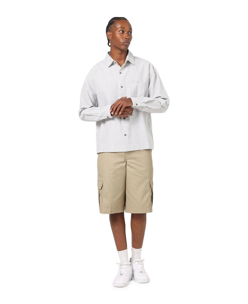 Carre Men's Oxford Stripe Long Sleeve Button Up Shirt