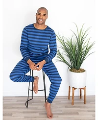 Leveret Men's Men s Two Piece Cotton Striped Holiday Pajamas