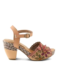 L'Artiste Women's Ankle Strap with Hand-Painted Design
