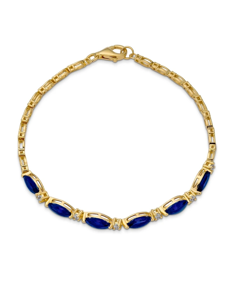 Bling Jewelry Oval Sapphire and Zircon Alternating Tennis Bracelet