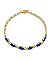 Bling Jewelry Oval Sapphire and Zircon Alternating Tennis Bracelet