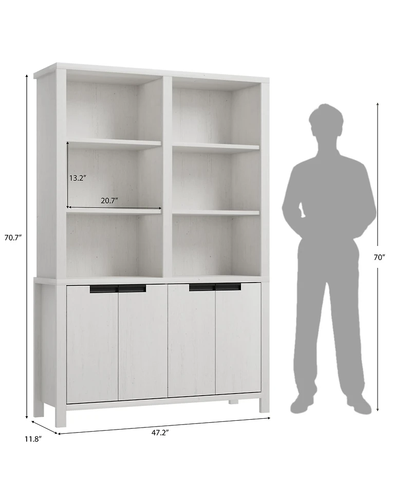 homfan 74.5 Inch Tall Bookshelf with Double Storage, 6-Tier Large Bookshelf, Double Wide Bookshelves with/ 12 Cubbies, Wide Freestanding Bookcases
