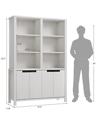 homfan 74.5 Inch Tall Bookshelf with Double Storage, 6-Tier Large Bookshelf, Double Wide Bookshelves with/ 12 Cubbies, Wide Freestanding Bookcases