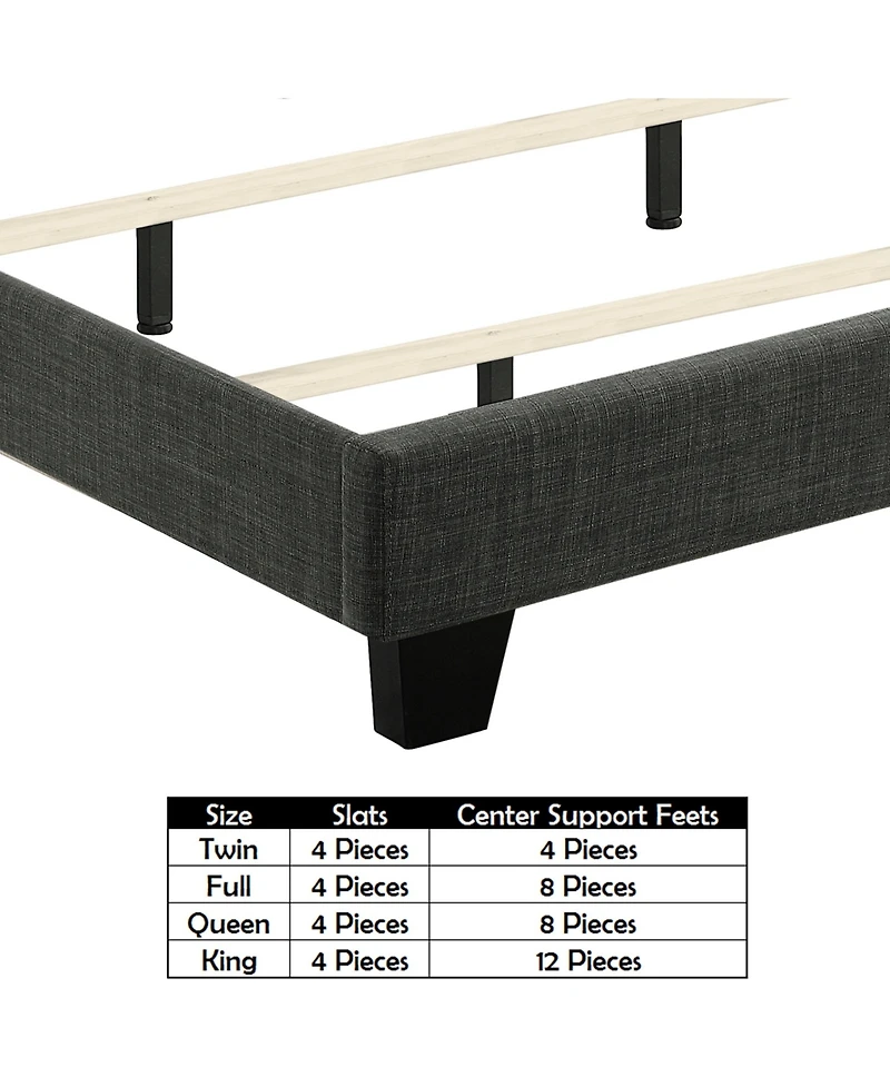 Boyel Living High Back Upholstered Bed Button Tufted Frame with Solid Wood Structure Soft Fabric Headboard