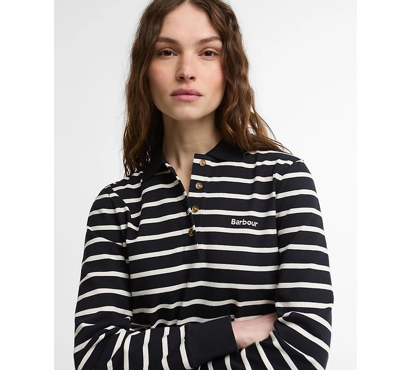 Barbour Women's Ashwell Rib Knit Collar Polo Top