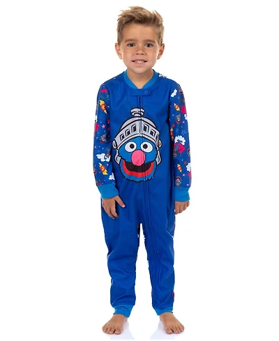 Sesame Street Kids Super Grover Character 1PC Front-Zip Footless Sleeper Pajama