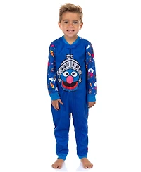 Sesame Street Kids Super Grover Character 1PC Front-Zip Footless Sleeper Pajama
