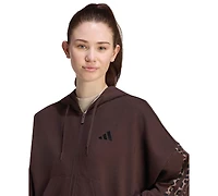 adidas Women's Seasonal Essentials Animal Print 3-Stripes Hooded Track Jacket