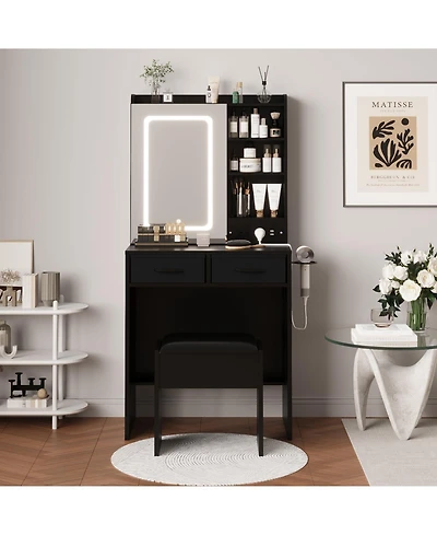 homfan Elegant Bedroom Vanity Table and Chair Set, Stylish Makeup Dressing Table, Comfortable Seat, Ideal for Home Decor Organization