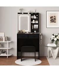 homfan Elegant Bedroom Vanity Table and Chair Set, Stylish Makeup Dressing Table, Comfortable Seat, Ideal for Home Decor Organization