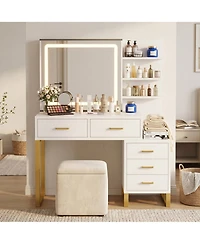 homfan Vanity Table with Mirror, Elegant Dressing Table for Bedroom, Spacious Storage and Sturdy Build, Easy Assembly Makeup Desk