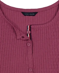 Tommy Hilfiger Girls' 7-16 Pointelle Rib Short-Sleeve Top