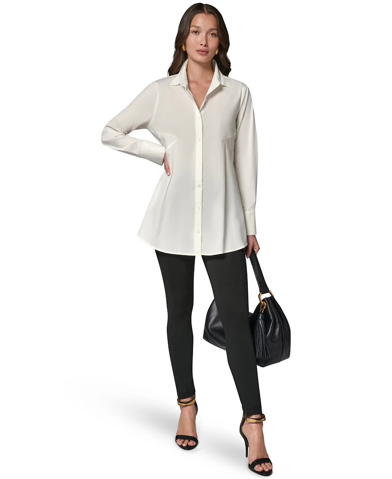 Donna Karan New York Women's A-Line Button Down Poplin Tunic