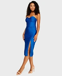 Alex & Sophia Juniors' Strapless Corset Midi Dress