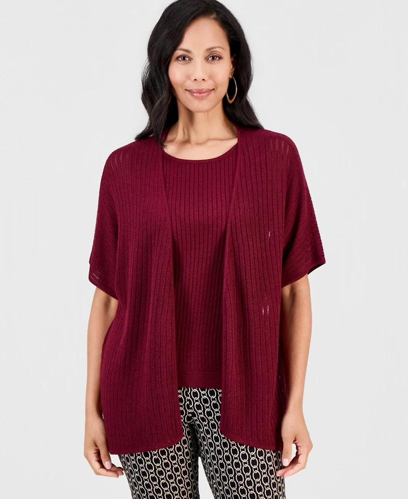 Jm Collection Women's Pointelle Open-Front Cardigan, Macy's Exclusive