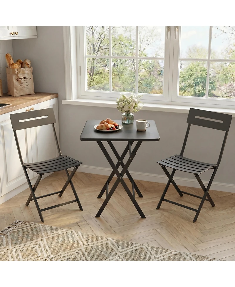 GarveeLife 3-Piece Folding Bistro Set for Patio, Balcony or Garden – Space-Saving Outdoor Table and Chairs, Easy Setup