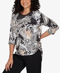 Alfred Dunner Women's Paisley Neutrals Knit Top
