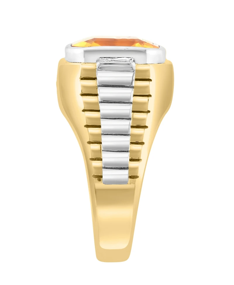 Effy Men's Citrine (5-1/10 ct. t.w.) & White Topaz (1/10 Ring Sterling Silver 14k Gold-Plated