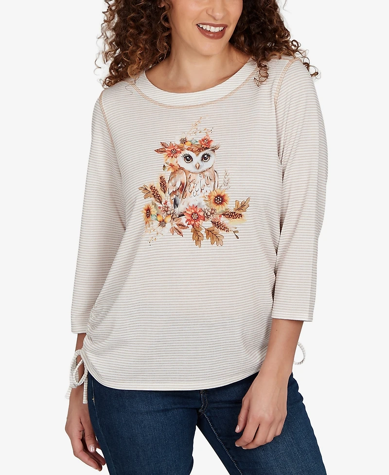 Alfred Dunner Women's Autumn Owl Knit Top