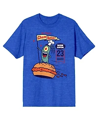 SpongeBob SquarePants Men's Plankton The Original Chum Bucket Royal Heather Short Sleeve Tee-3XL