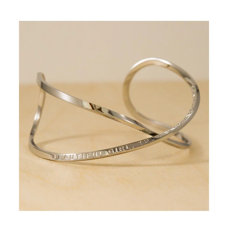 Mantra Beautiful Girl, You Can Do Hard Things Infinity Cuff - No ink