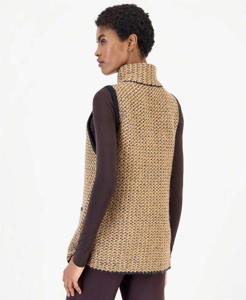 Anne Klein Women's Mock-Neck Sleeveless Boucle Sweater Vest