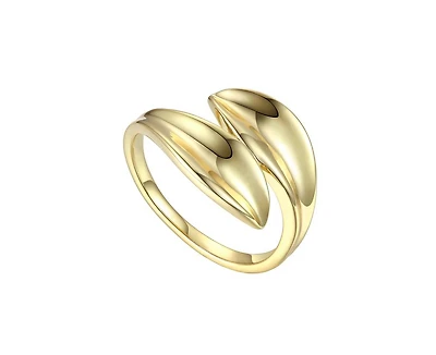 Rachel Glauber Modern 14K Gold Plated Bypass Leaf Wave Ring
