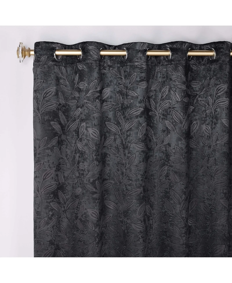 Superior Leaves Textured Blackout Curtain Set of 2