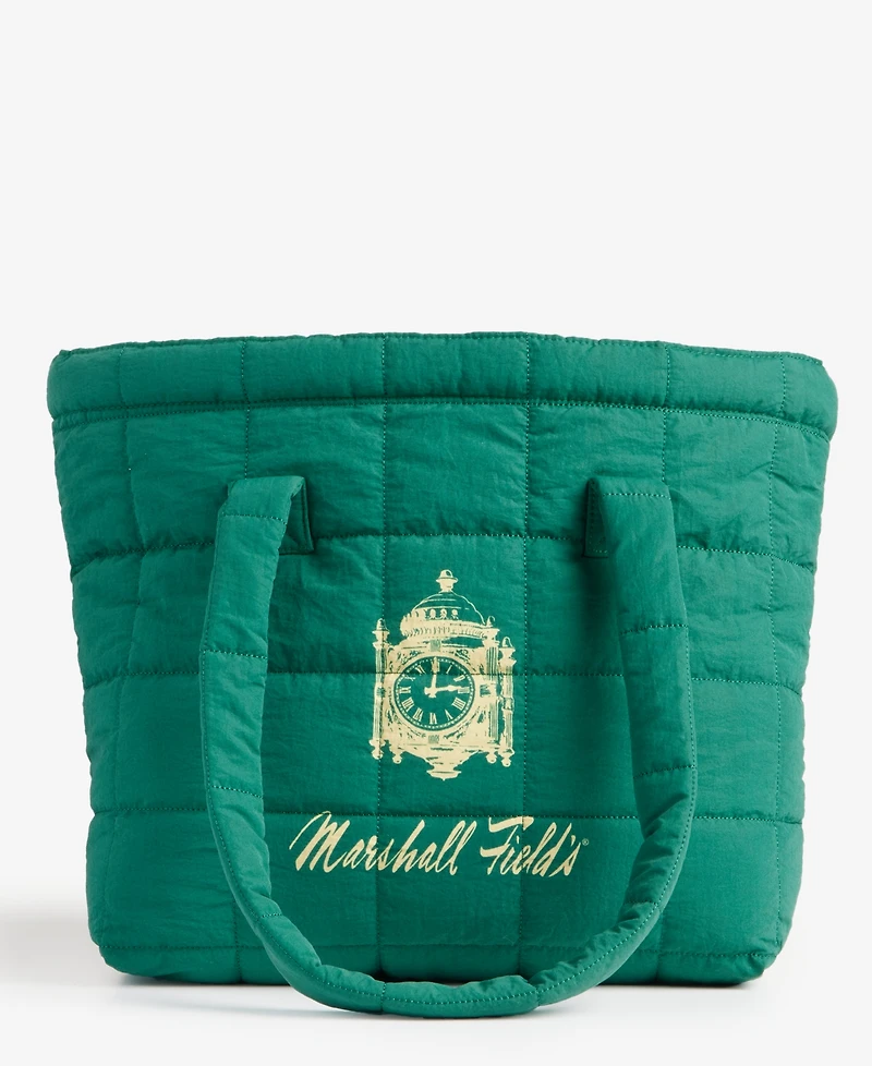 Marshall Fields Quilted Logo Puffer Tote Bag