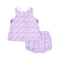 Florence Eiseman Baby Girl Printed Pique Dress and Bloomer with Flowers