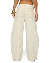 Edikted Women's Gili Contrast Stitch Low Rise Barrel Jeans