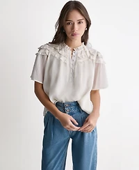 Bcbg Women's Crewneck Short-Sleeve Ruffle Top