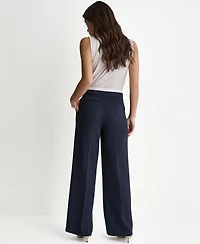 Bcbg Women's Wide-Leg Contrast Waist Pleated Front Pants