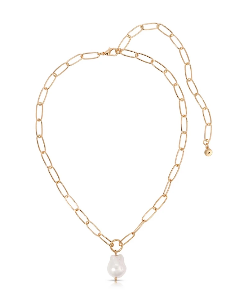 Ettika 18k Gold-Tone Plated Single Cultured Pearl Necklace