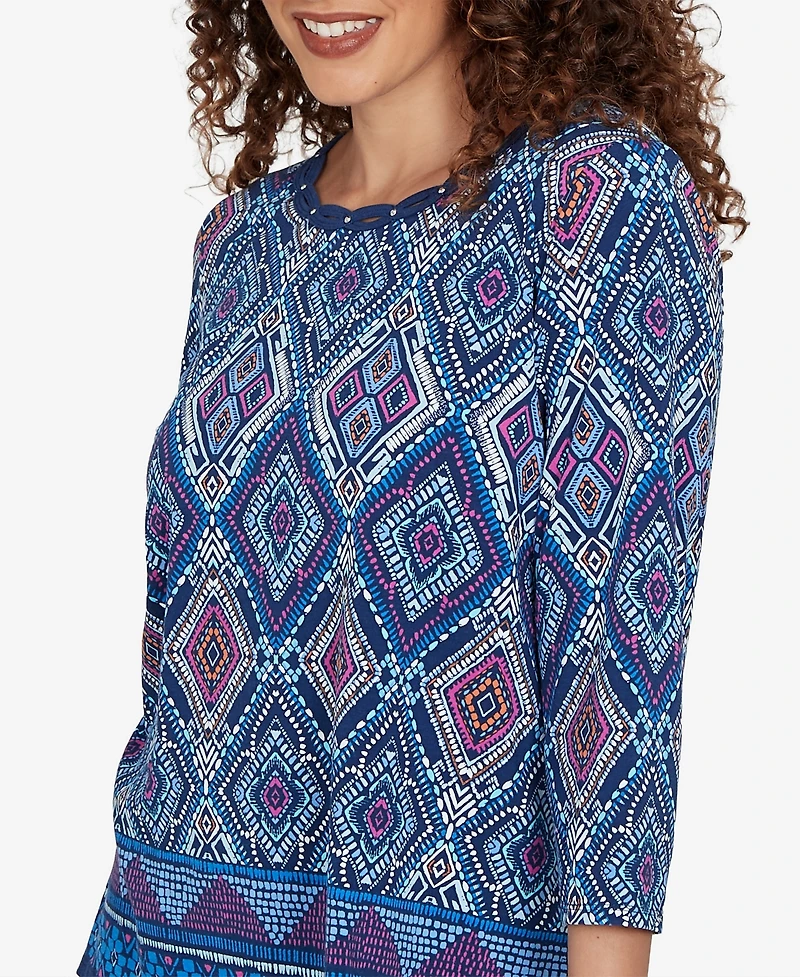Alfred Dunner Petite Kaleidoscope Print Knit Top