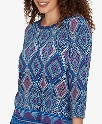 Alfred Dunner Petite Kaleidoscope Print Knit Top