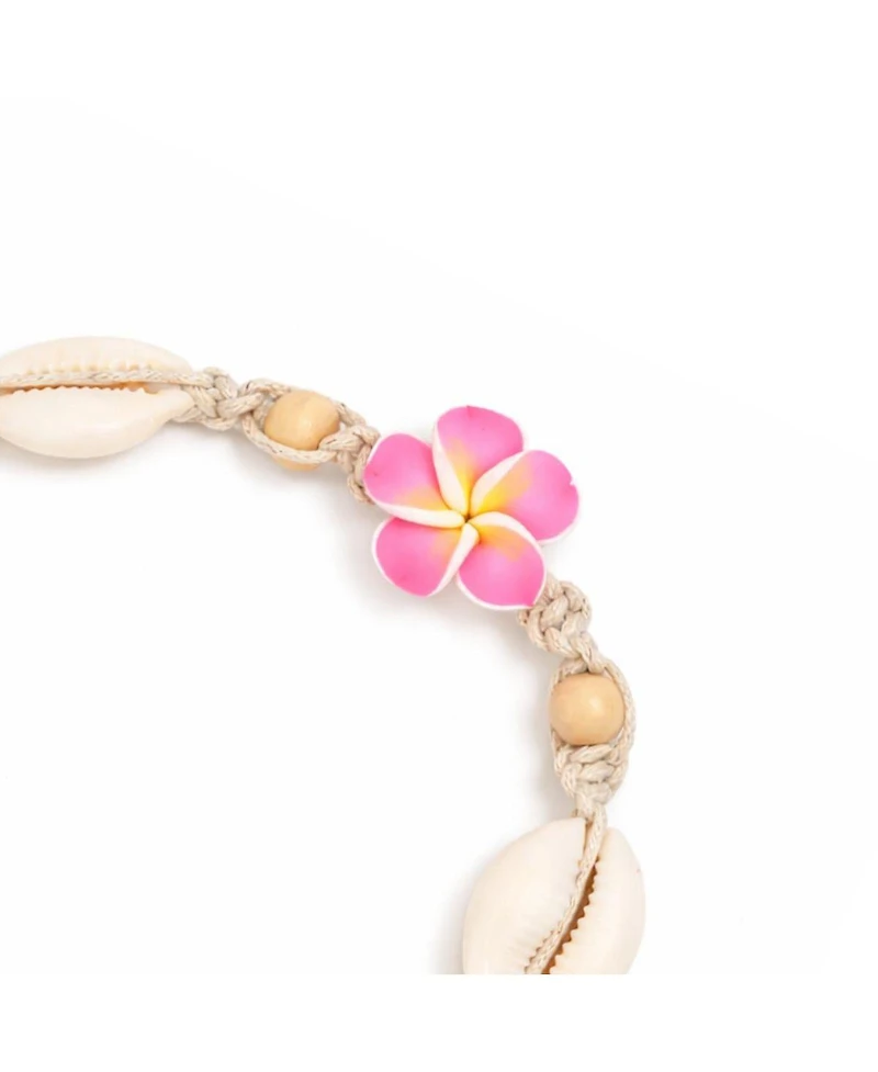 Rebl Jewelry Women's Beaded Shell Flower Anklet