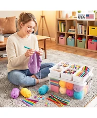 Xdovet Plastic Storage Box With Removable Tray Stackable Latching Handle