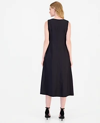 Anne Klein Women's Floral A-Line Sleeveless Midi Dress