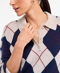 Charter Club Women's 100% Cashmere Argyle Oversized-Collar Sweater, Macy's Exclusive