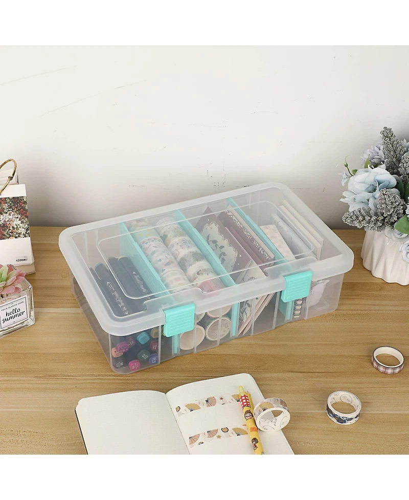 Xdovet Plastic Storage Box 4 Compartments Craft Organizer