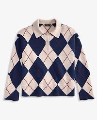 Charter Club Women's 100% Cashmere Argyle Oversized-Collar Sweater, Macy's Exclusive