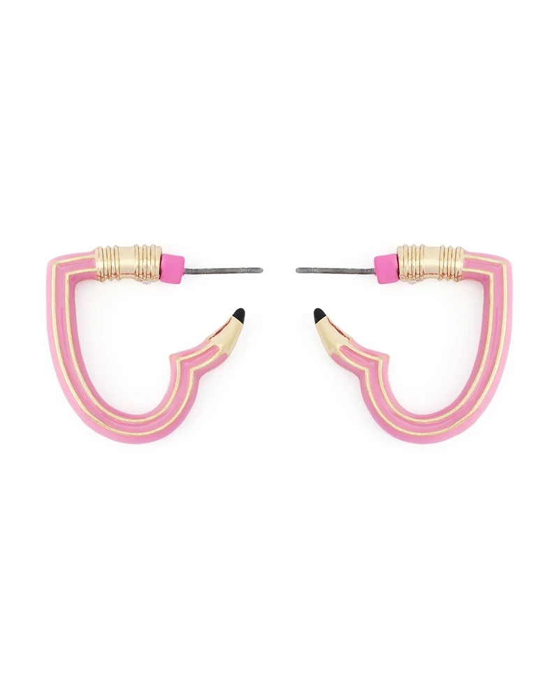 Betsey Johnson Best In Class Heart Pencil Huggie Earrings