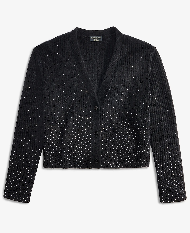 Charter Club Women's 100% Cashmere Embellished Boyfriend Cardigan, Macy's Exclusive