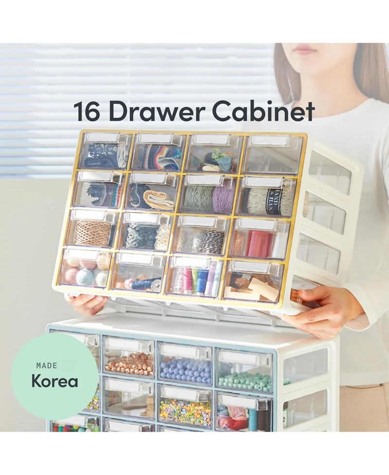 Xdovet 16-Drawer Stackable Organizer Cabinet