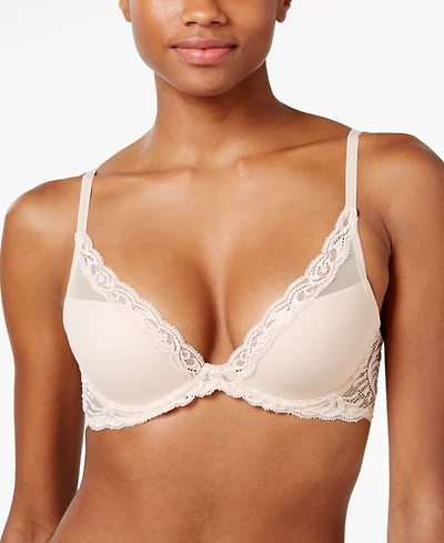 Women's Feathers Lace Contour Underwire Plunge Bra 730023